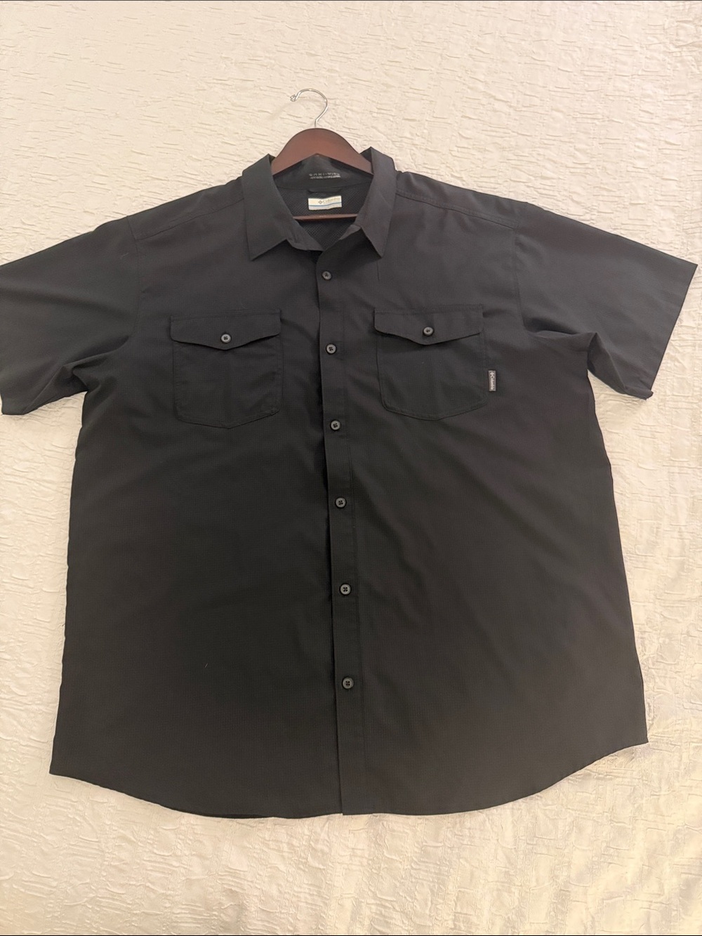 Men's Columbia Antimicrobial Black Short-Sleeve Fishing Hiking Outdoor Shirt XXL